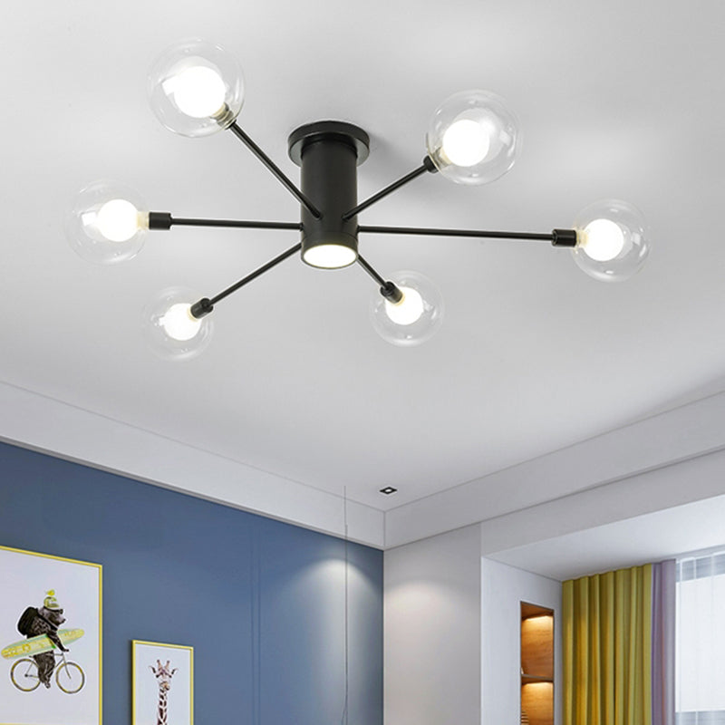 Nordic Ceiling Light Hand-Blown Glass Ball Shaped Semi Flush Mount Spotlight