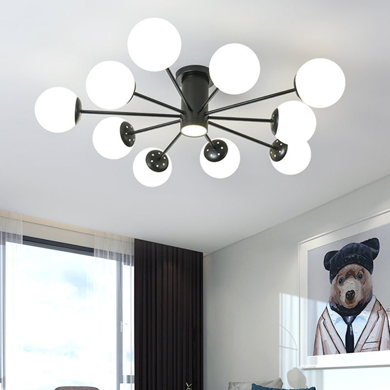 Nordic Ceiling Light Hand-Blown Glass Ball Shaped Semi Flush Mount Spotlight