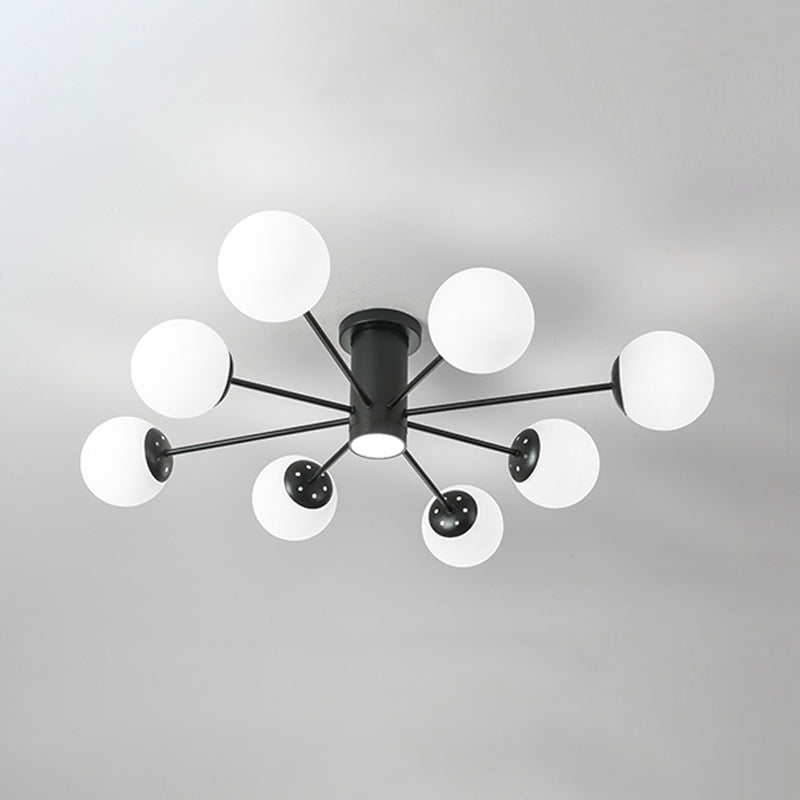 Nordic Ceiling Light Hand-Blown Glass Ball Shaped Semi Flush Mount Spotlight