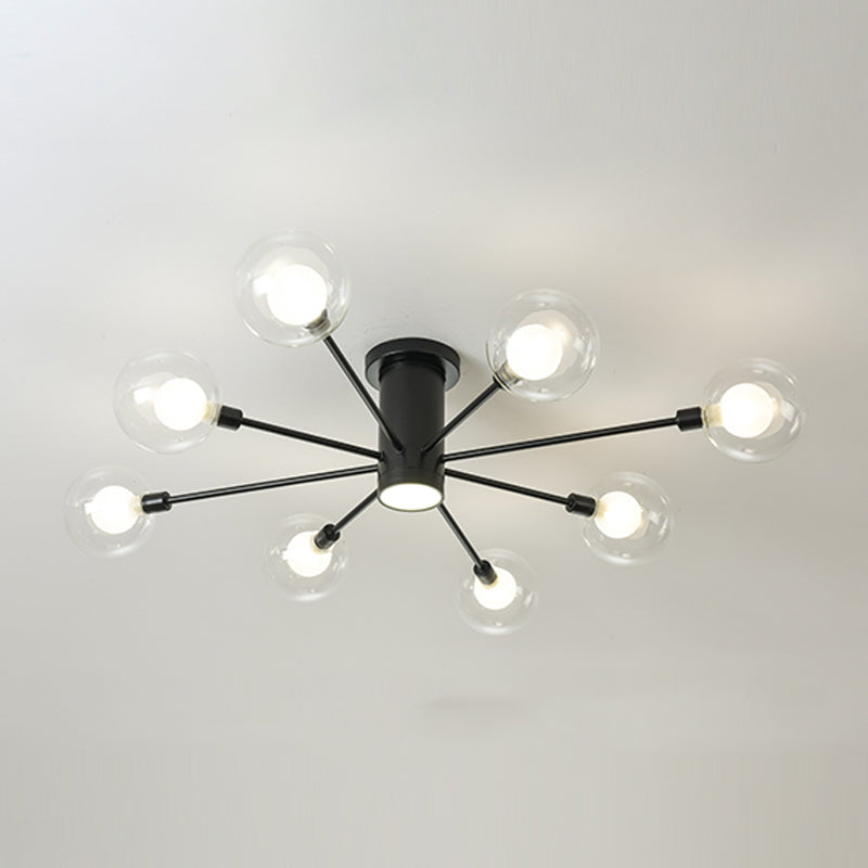 Nordic Ceiling Light Hand-Blown Glass Ball Shaped Semi Flush Mount Spotlight