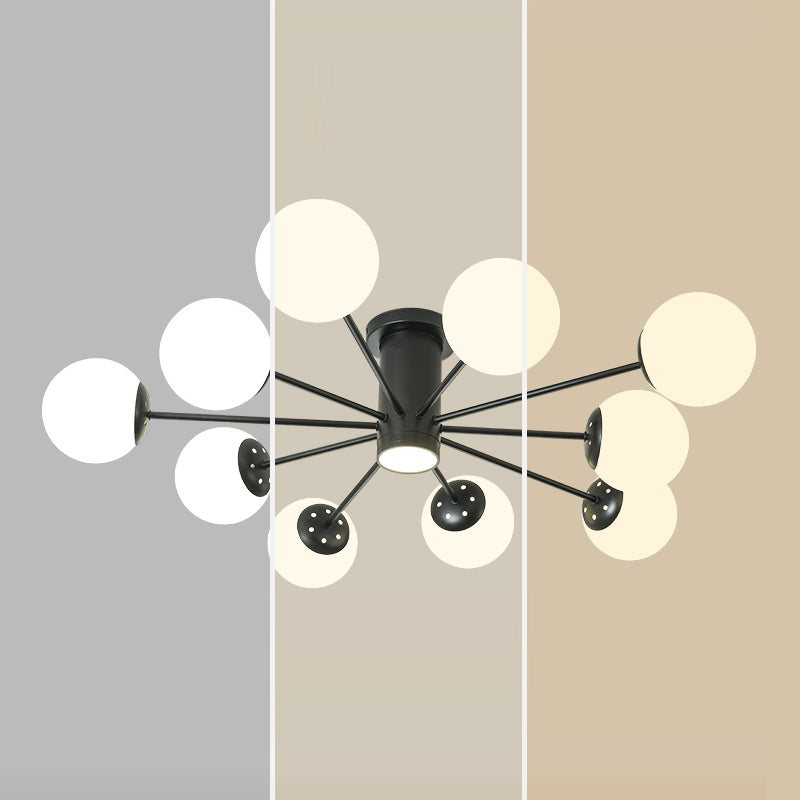 Nordic Ceiling Light Hand-Blown Glass Ball Shaped Semi Flush Mount Spotlight