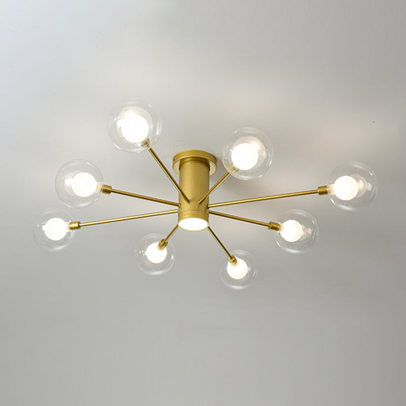 Nordic Ceiling Light Hand-Blown Glass Ball Shaped Semi Flush Mount Spotlight