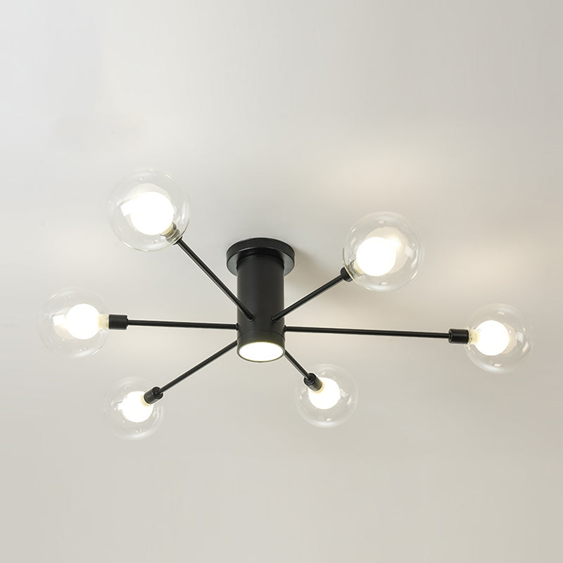 Nordic Ceiling Light Hand-Blown Glass Ball Shaped Semi Flush Mount Spotlight