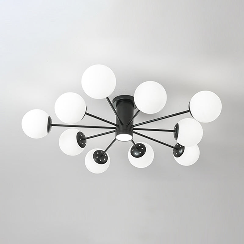 Nordic Ceiling Light Hand-Blown Glass Ball Shaped Semi Flush Mount Spotlight