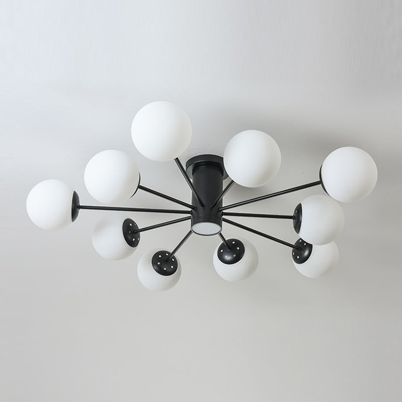 Nordic Ceiling Light Hand-Blown Glass Ball Shaped Semi Flush Mount Spotlight