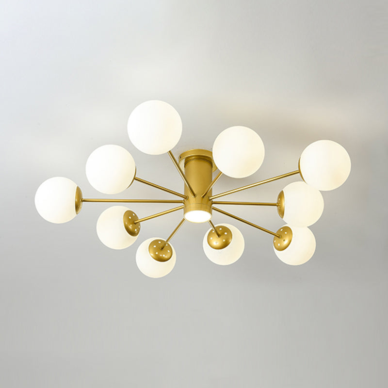 Nordic Ceiling Light Hand-Blown Glass Ball Shaped Semi Flush Mount Spotlight