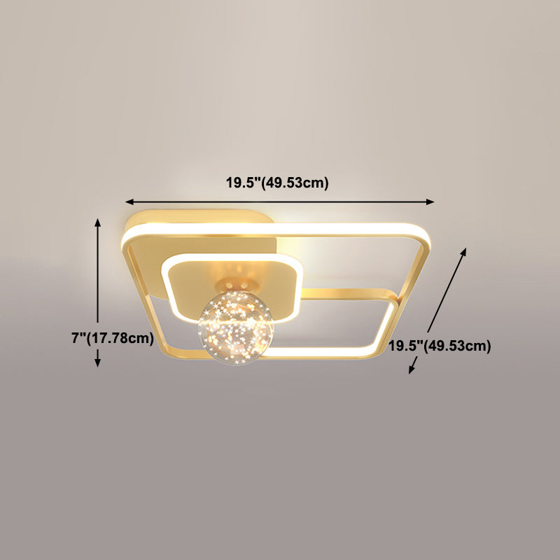 Gold Geometric LED Flush Ceiling Light Minimalist Starry Glass Flush Mount Fixture