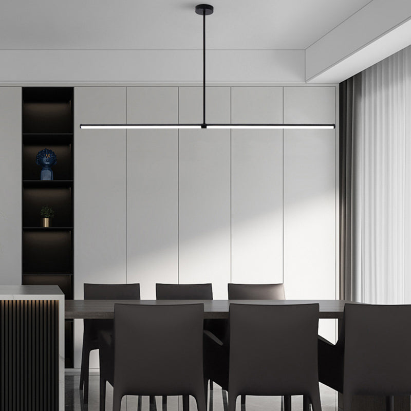 Black Metal Island Light Lámpara colgante de restaurante lineal moderna de 1 cabeza con sombra acrílica