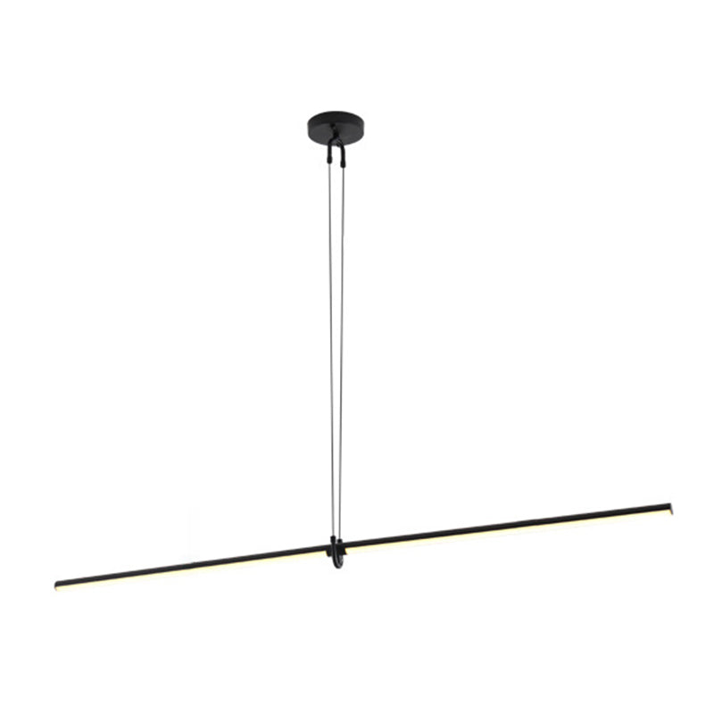 Black Metal Island Light Lámpara colgante de restaurante lineal moderna de 1 cabeza con sombra acrílica