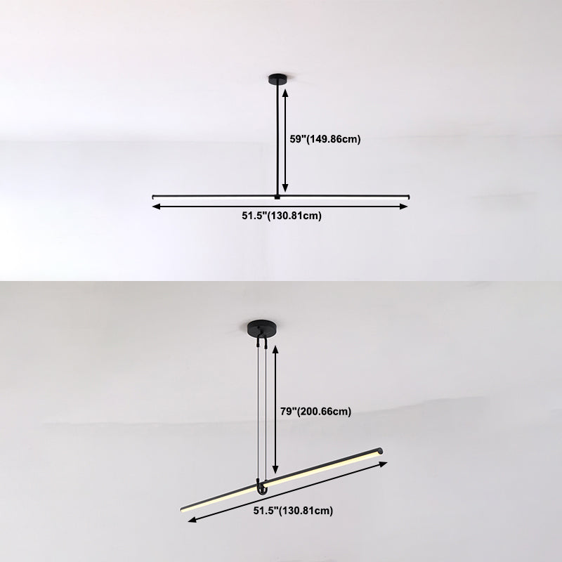 Black Metal Island Light Lámpara colgante de restaurante lineal moderna de 1 cabeza con sombra acrílica