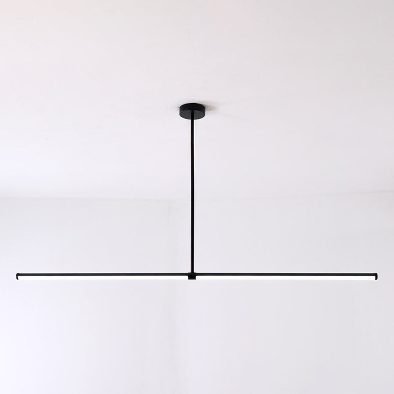 Black Metal Island Light Lámpara colgante de restaurante lineal moderna de 1 cabeza con sombra acrílica