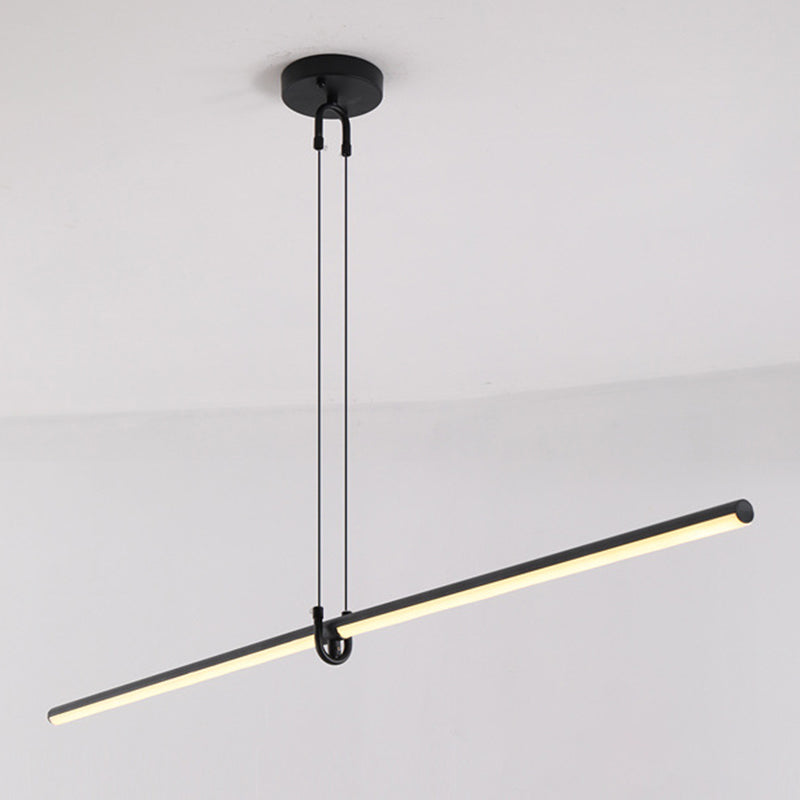 Black Metal Island Light Lámpara colgante de restaurante lineal moderna de 1 cabeza con sombra acrílica