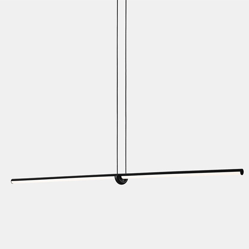 Black Metal Island Light Lámpara colgante de restaurante lineal moderna de 1 cabeza con sombra acrílica