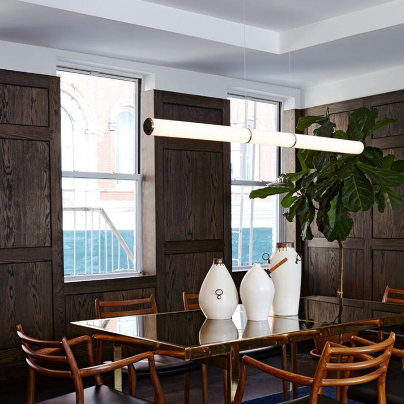 Lámpara lineal de lámparas de luz de cobre de cobre moderna con tono acrílico