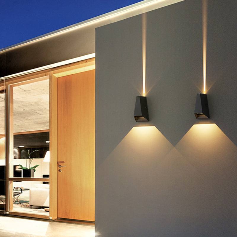 Luz de pared geométrica moderna aluminio 2 luces lavadora de pared para al aire libre