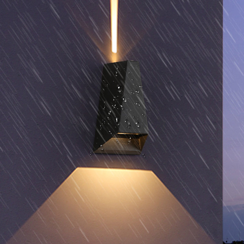 Luz de pared geométrica moderna aluminio 2 luces lavadora de pared para al aire libre