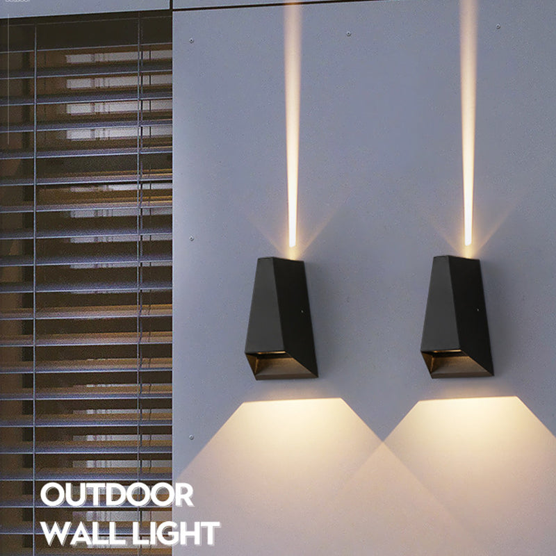 Luz de pared geométrica moderna aluminio 2 luces lavadora de pared para al aire libre
