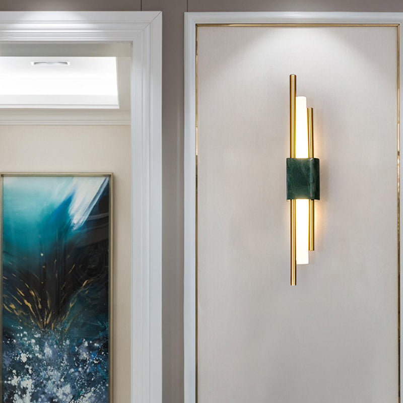 Luz de pared de metal moderna LED geométrica LED apliques con mármol para dormitorio