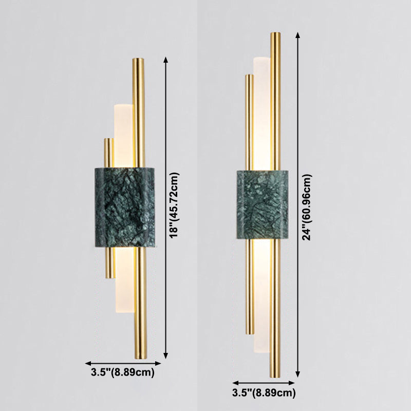 Modern Metal Wall Light Geometric LED Wall Sconce with Marble for Bedroom
