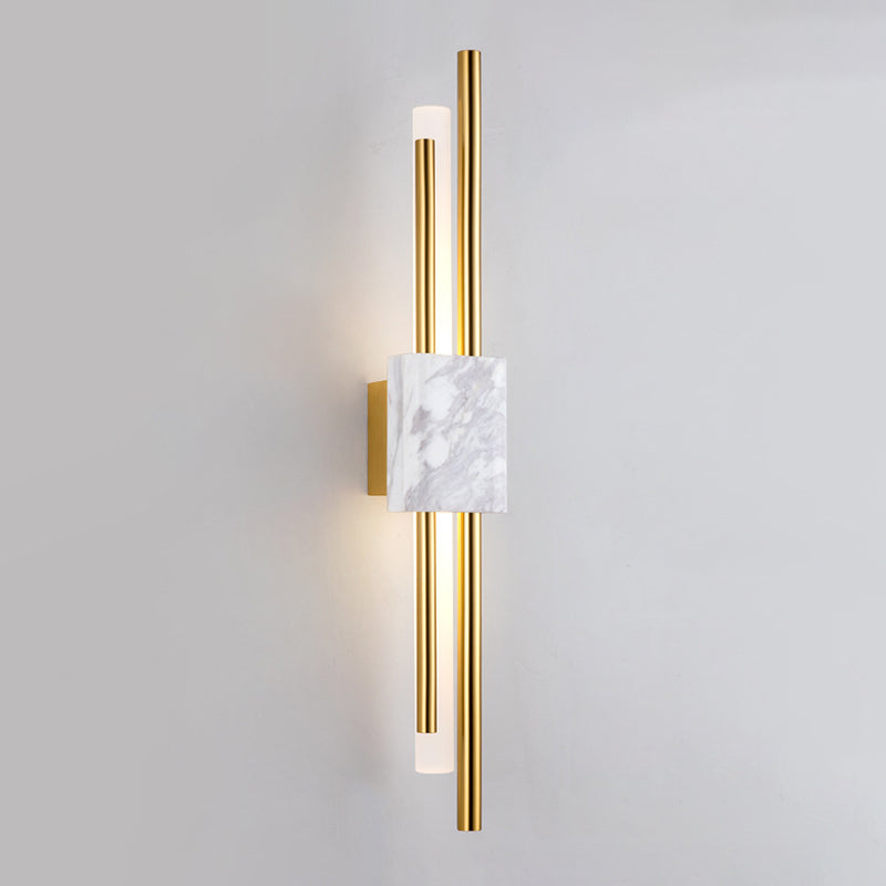 Luz de pared de metal moderna LED geométrica LED apliques con mármol para dormitorio