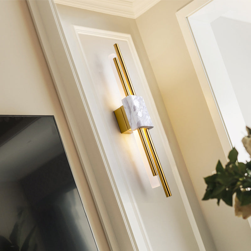 Luz de pared de metal moderna LED geométrica LED apliques con mármol para dormitorio