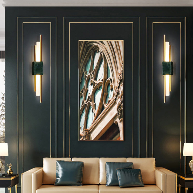 Luz de pared de metal moderna LED geométrica LED apliques con mármol para dormitorio