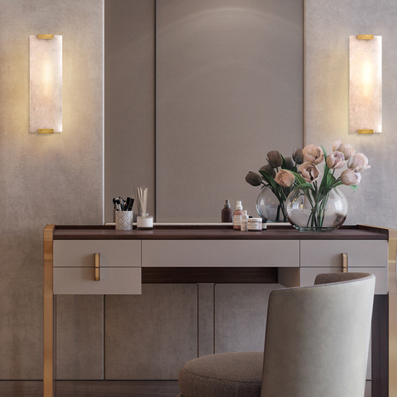 Modern Brass Wall Light Rectangle Shape Wall Sconce Light for Bedroom