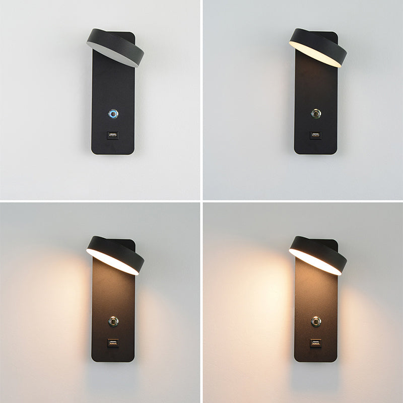 Roteerbare aanraking dimmen muurlamp Noordelijk bed LED leesmuurlicht met USB -poort