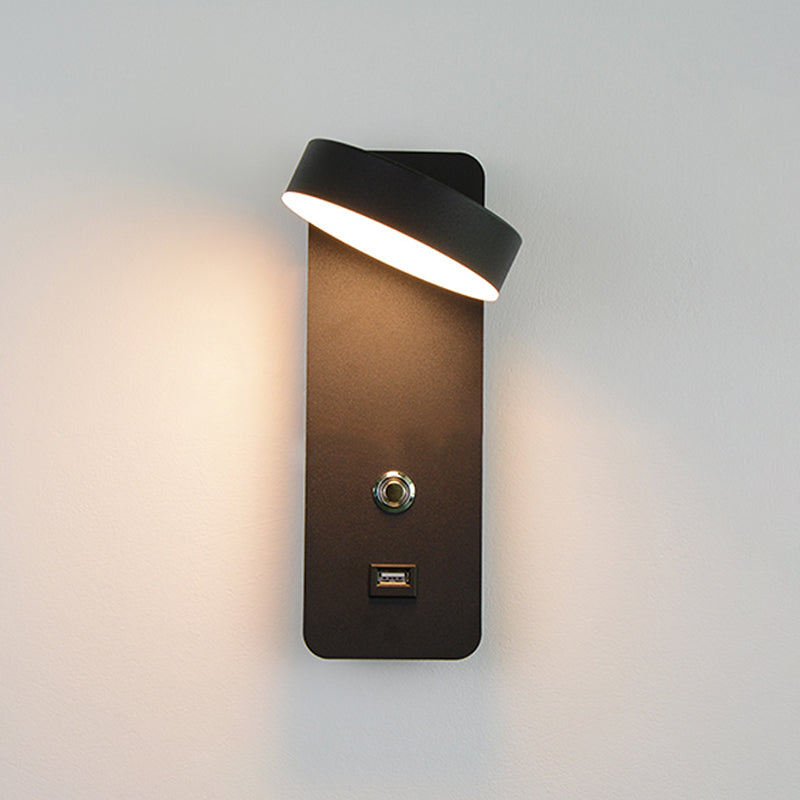 Rotatable Touch Dimming Wall Lamp Nordic Bedside LED Reading Wall Light with USB Port