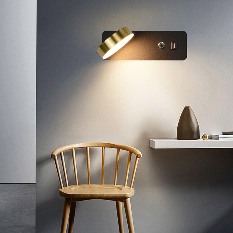 Rotatable Touch Dimming Wall Lamp Nordic Bedside LED Reading Wall Light with USB Port