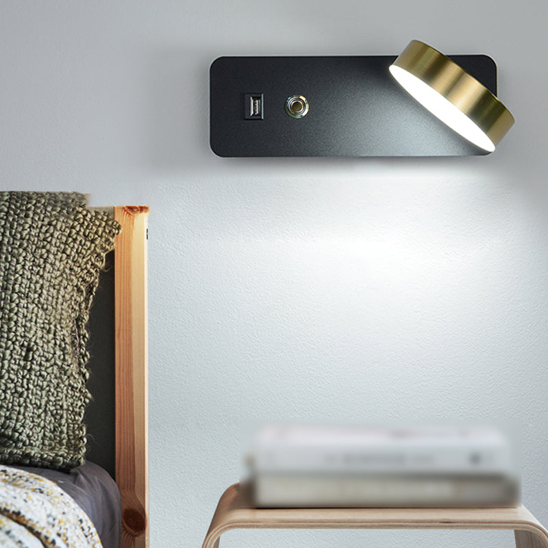 Rotatable Touch Dimming Wall Lamp Nordic Bedside LED Reading Wall Light with USB Port