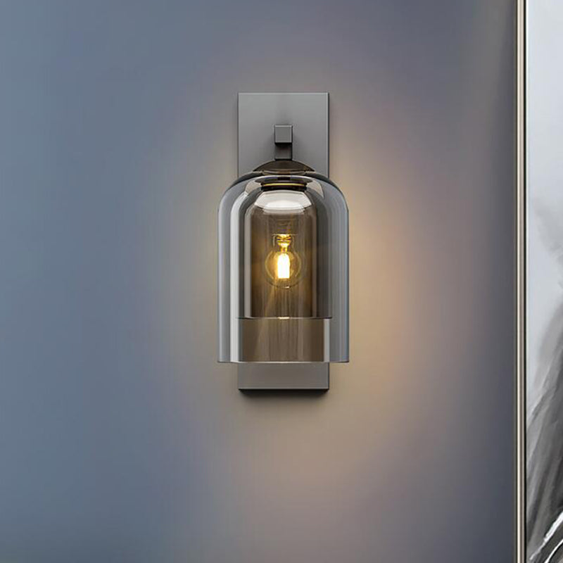 Modern Style Cylinder Shape Wall Sconce Glass Sconce Lighting for Bedroom