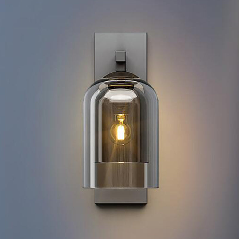 Modern Style Cylinder Shape Wall Sconce Glass Sconce Lighting for Bedroom
