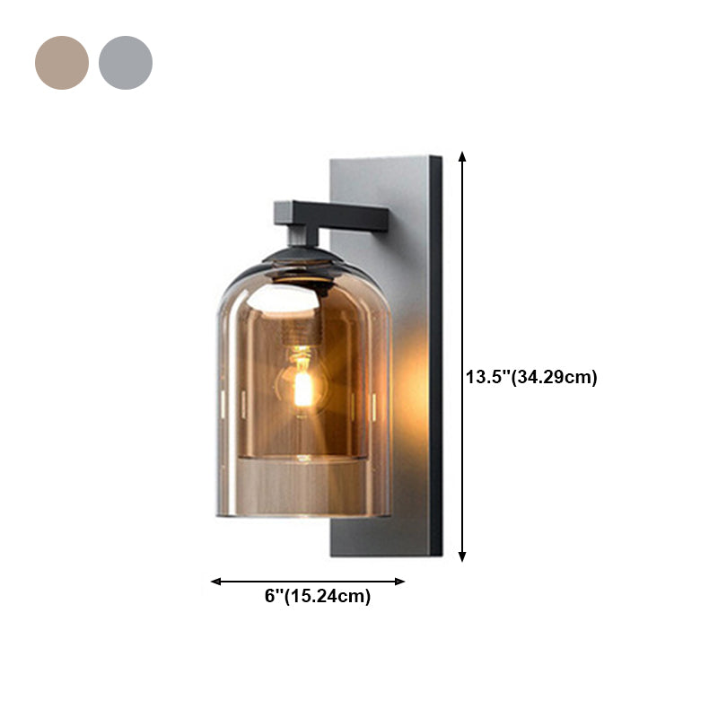 Modern Style Cylinder Shape Wall Sconce Glass Sconce Lighting for Bedroom