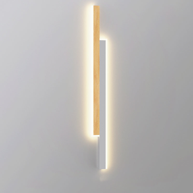 Modern Style Linear Shape Wall Sconce Wood 1 Light Sconce Lighting for Bedroom