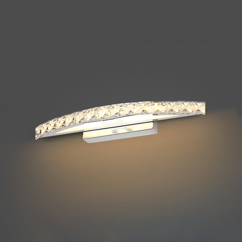 Linear Shape Contemporary Style Vanity Light Crystal 1 Light LED Mirror Light for Bathroom
