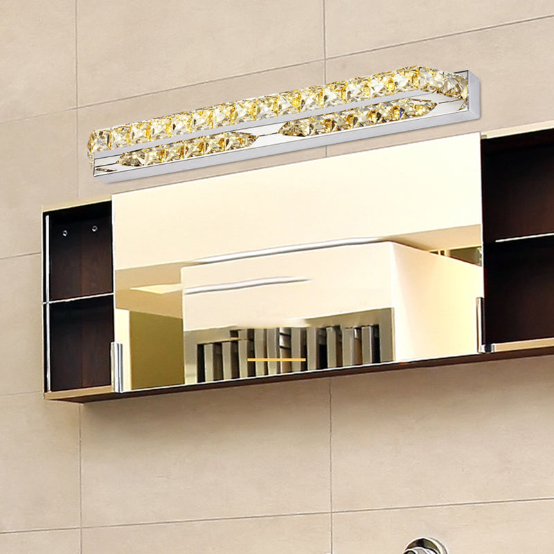 Linear Shape Contemporary Style Vanity Light Crystal 1 Light LED Mirror Light for Bathroom
