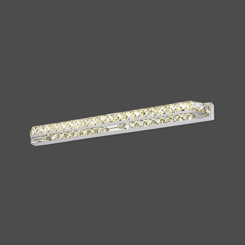 Linear Shape Contemporary Style Vanity Light Crystal 1 Light LED Mirror Light for Bathroom