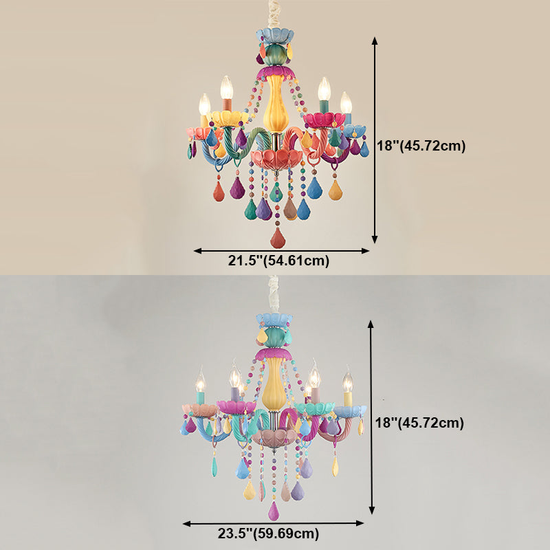 Multi Light Candle Branch Hanging Light Modern Style Crystal Hanging Lighting for Bedroom