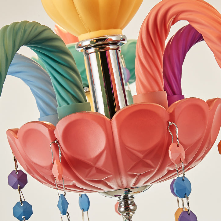 Multi Light Candle Branch Hanging Light Modern Style Crystal Hanging Lighting for Bedroom