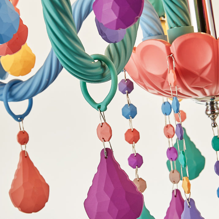 Multi Light Candle Branch Hanging Light Modern Style Crystal Hanging Lighting for Bedroom