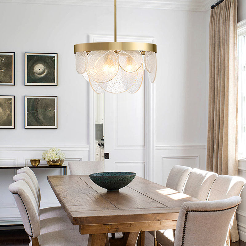 Modern Style Chandelier Light Fixture Round Shape Clear Glass Hanging Light