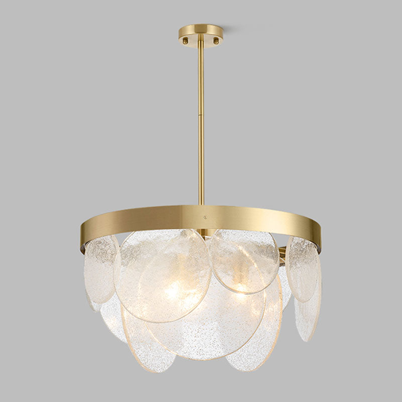 Modern Style Chandelier Light Fixture Round Shape Clear Glass Hanging Light