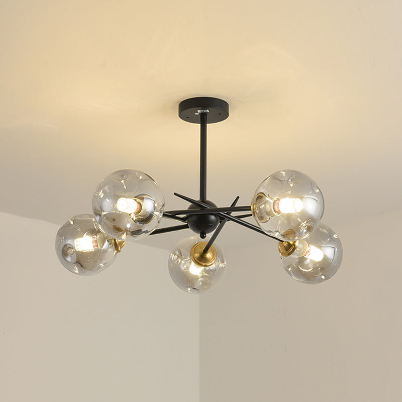 Modern Style Chandelier Light Fixture Globe Shape Glass Hanging Light for Living Room