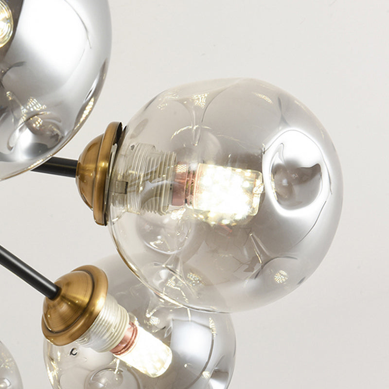 Modern Style Chandelier Light Fixture Globe Shape Glass Hanging Light for Living Room