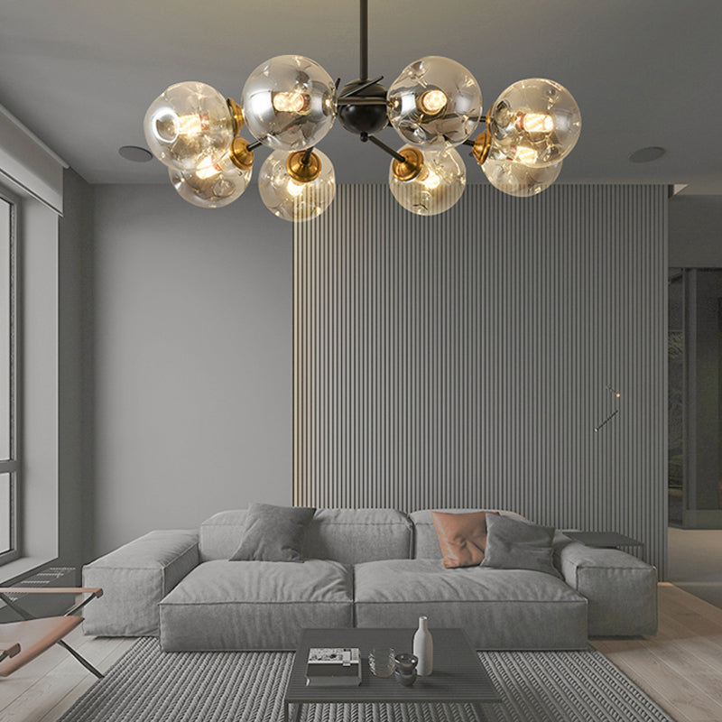 Modern Style Chandelier Light Fixture Globe Shape Glass Hanging Light for Living Room