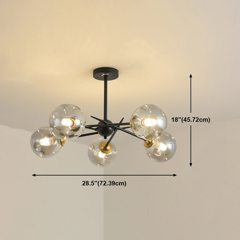 Modern Style Chandelier Light Fixture Globe Shape Glass Hanging Light for Living Room