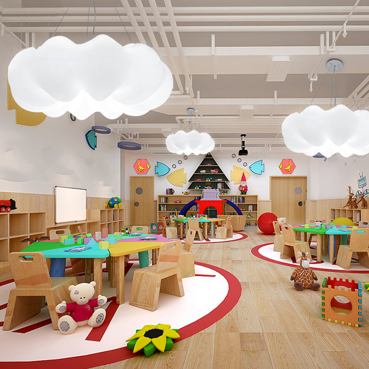 Minimalist Style Hanging Lamp Cloud Shape Plastic Chandelier Pendant Light