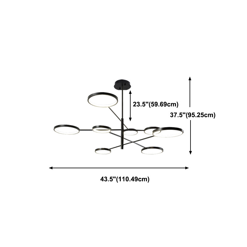 Moderne stijl cirkelvorm hanger kroonluchters metalen kroonluchter lichten in zwart