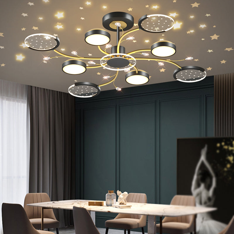 Modern Geometry Shade Metal Chandelier Lights Chandelier Lighting Fixtures in Black